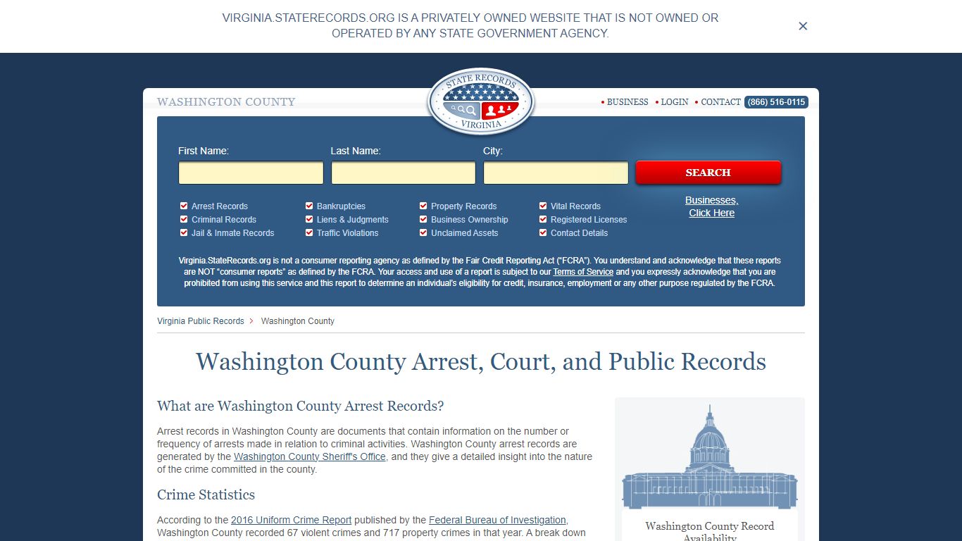 Washington County Arrest, Court, and Public Records