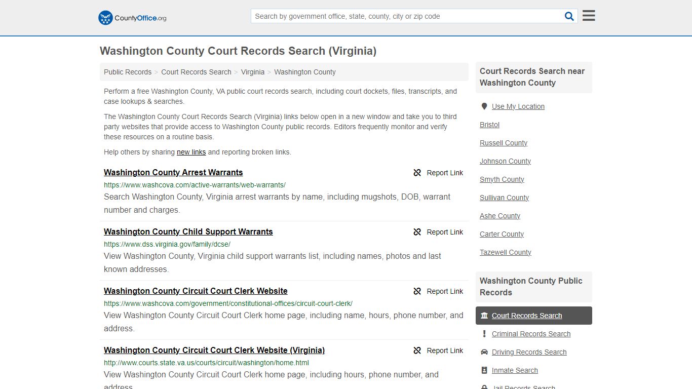 Washington County Court Records Search (Virginia) - County Office