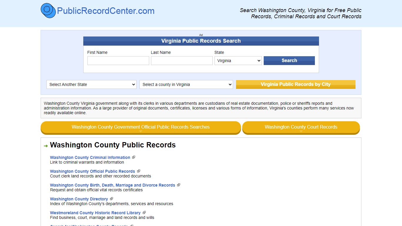 Washington County Virginia Free Public Records - Court Records ...